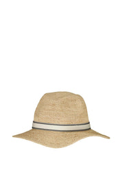 Raffiastroh Fedora, natur/schwarz