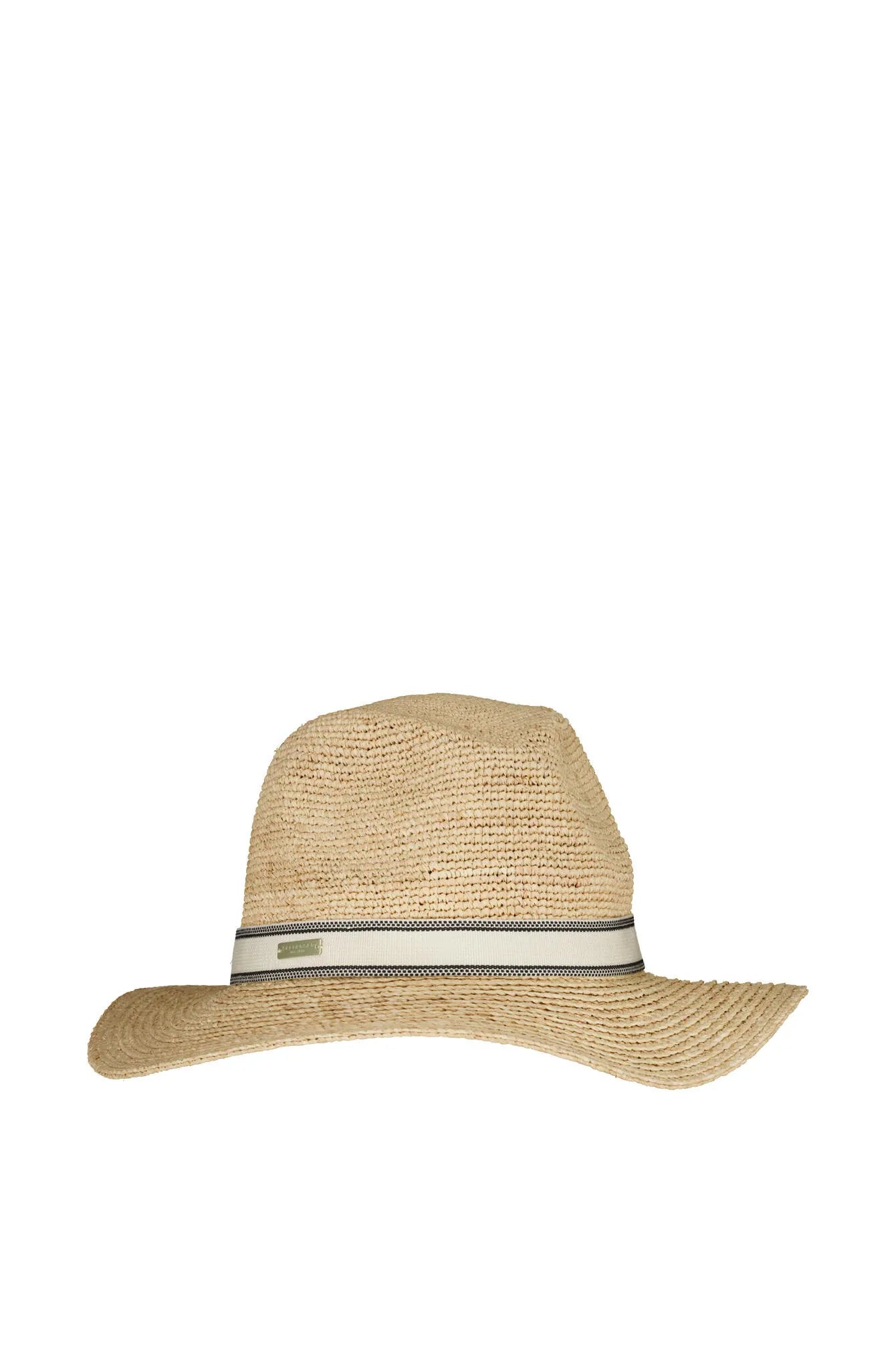 Raffiastroh Fedora, natur/schwarz