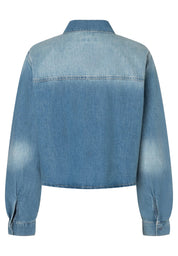 Jeanshemd mit Spitzenbesatz