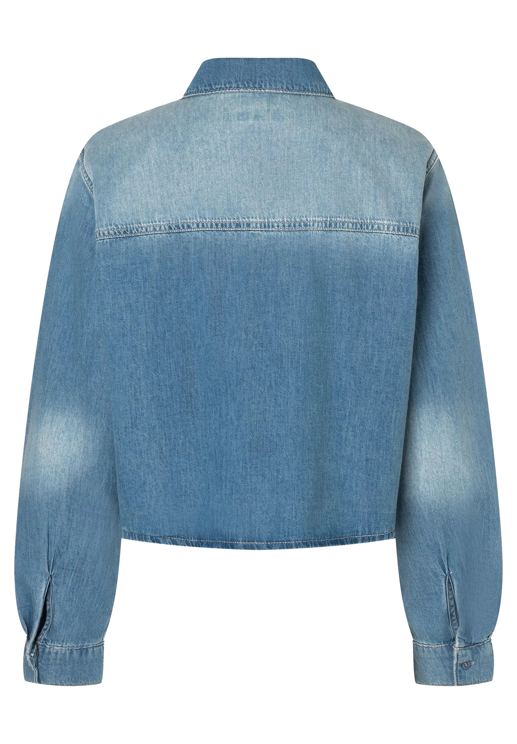 Jeanshemd mit Spitzenbesatz