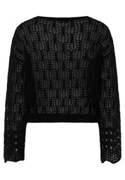 Ajour-Strickpullover mit ausgestelltem Ärmel
