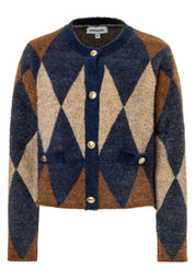 Strick-Cardigan mit Rhomben-Muster