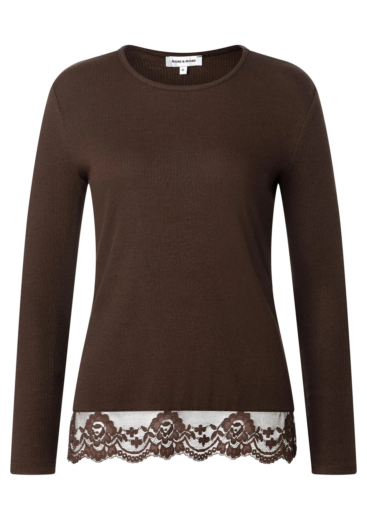 Langarmshirt mit Spitzensaum
