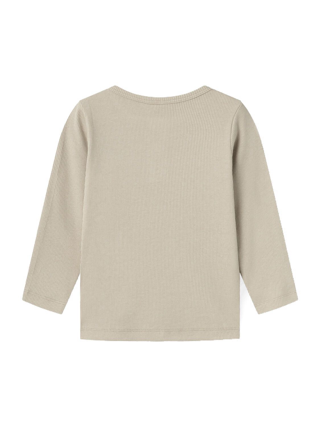 Geripptes Langarmshirt mit Henleykragen