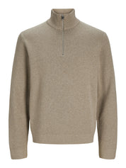 JPRBLAMILANO STITCH KNIT HALF ZIP S, Greige/Melange