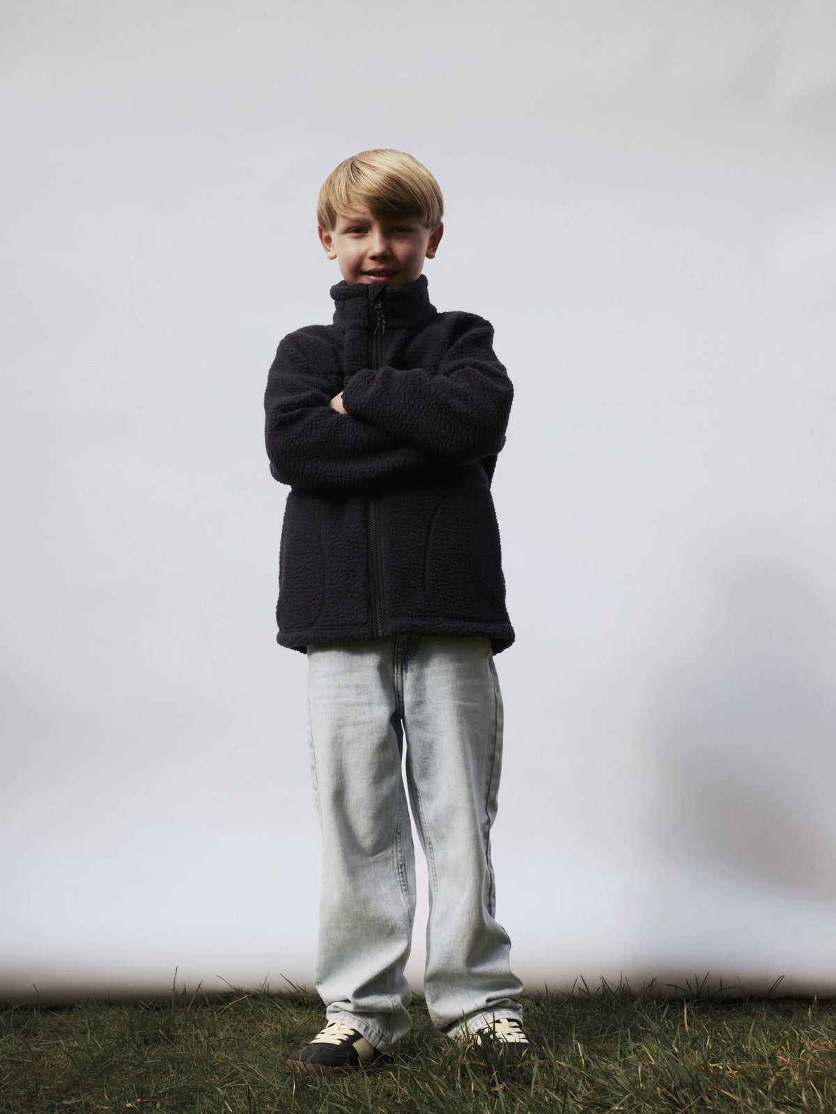 Übergangsjacke Teddy-Optik Stehkragen