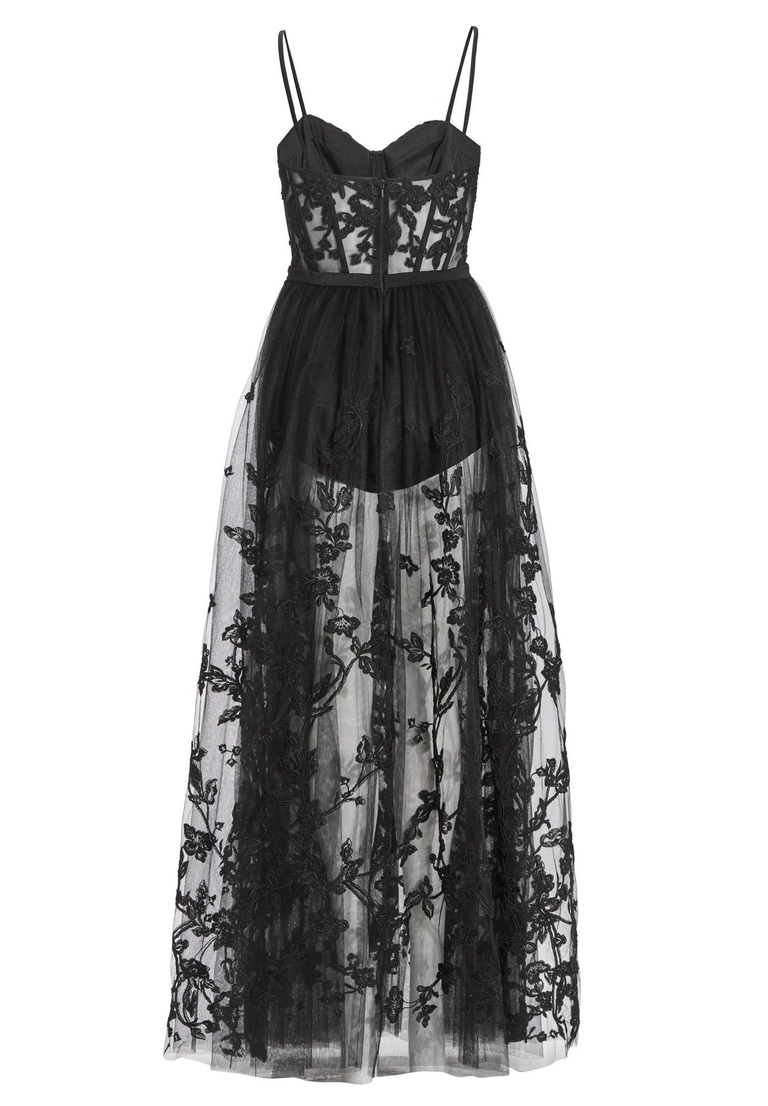 Tüllkleid Maxi mit semitransparentem Rock