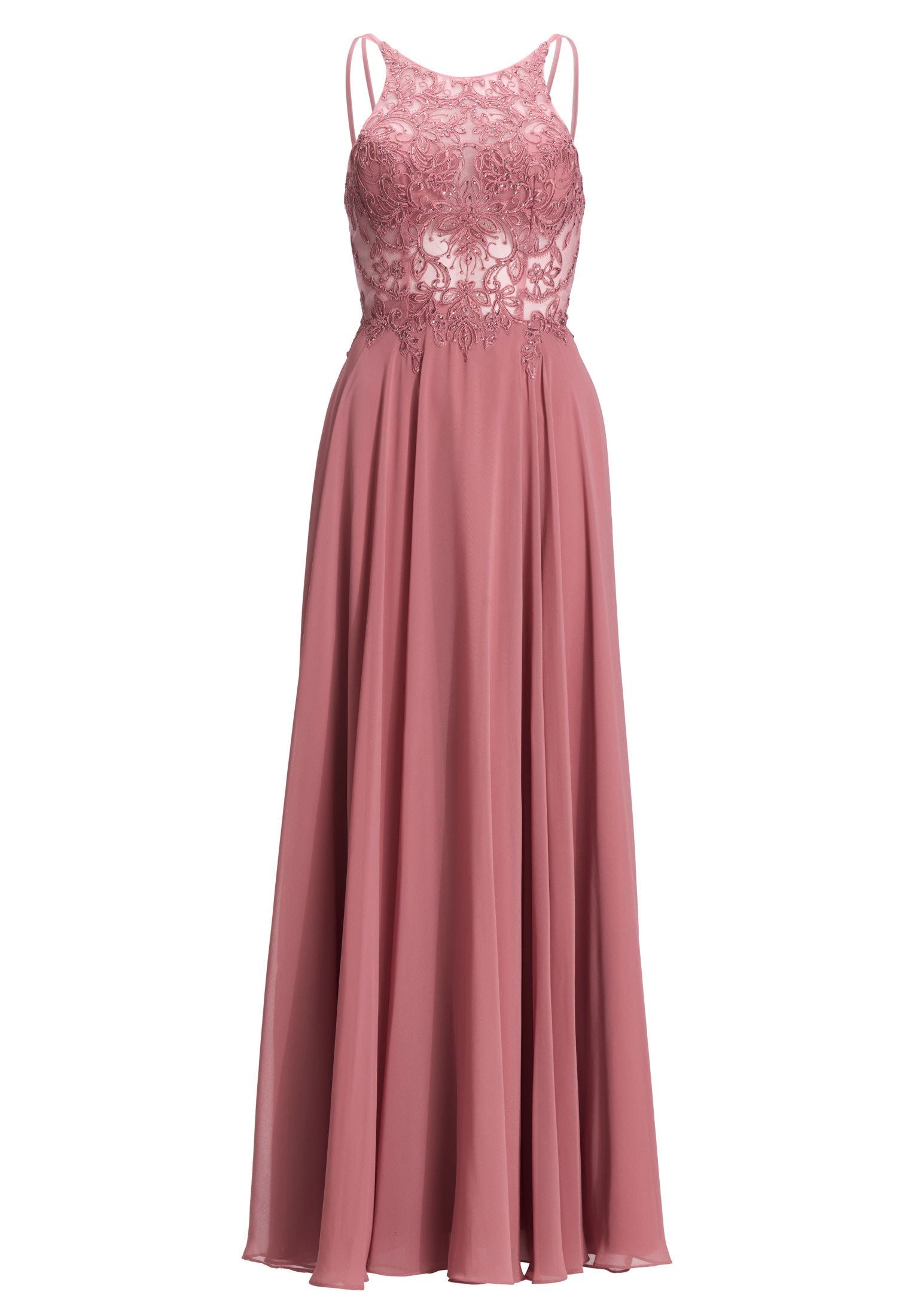 Abendkleid Maxi mit Stickerei und Chiffonrock