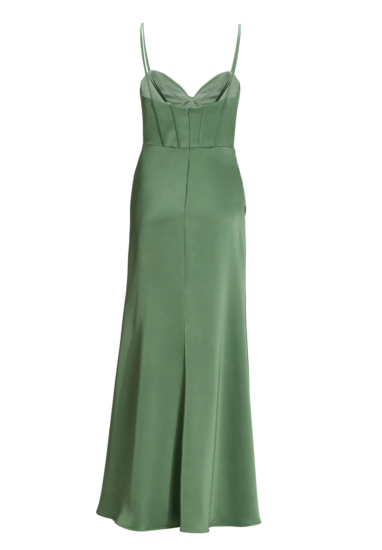 Satinkleid Maxi  mit Drapierung und Beinschlitz
