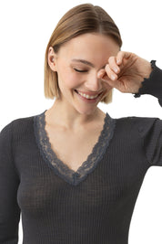 Langarmshirt aus Rippstrick