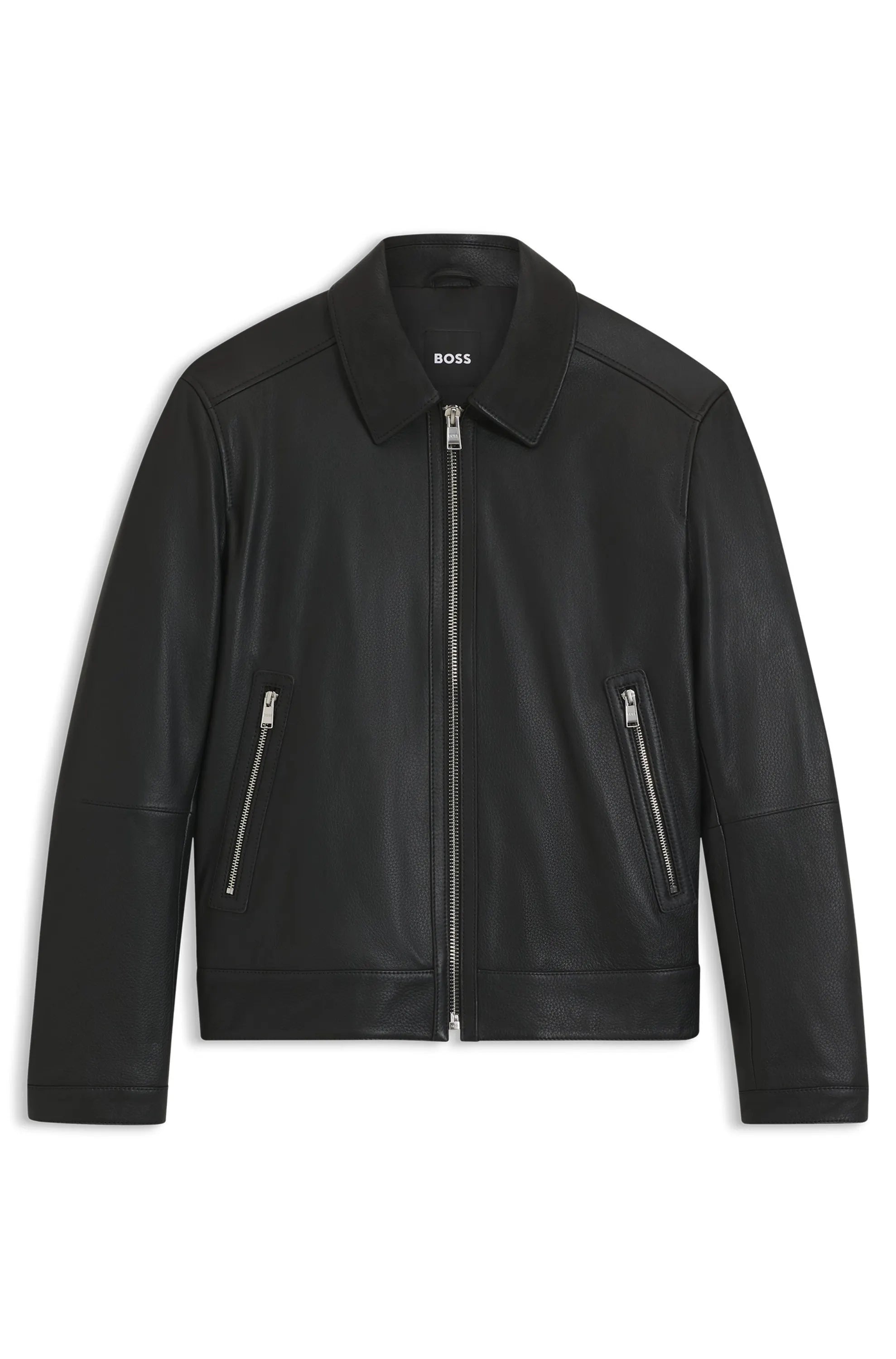 Lederjacke mit aufliegendem Kragen