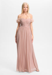 Off-Shoulder Abendkleid mit Blumenapplikation