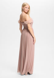 Off-Shoulder Abendkleid mit Blumenapplikation