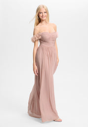 Off-Shoulder Abendkleid mit Blumenapplikation