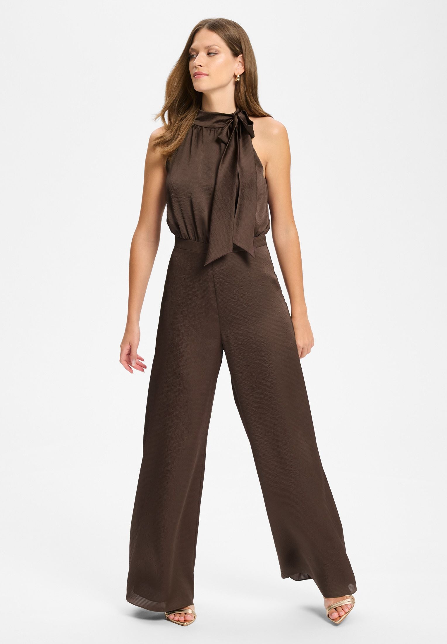 Satin-Jumpsuit mit Schluppe