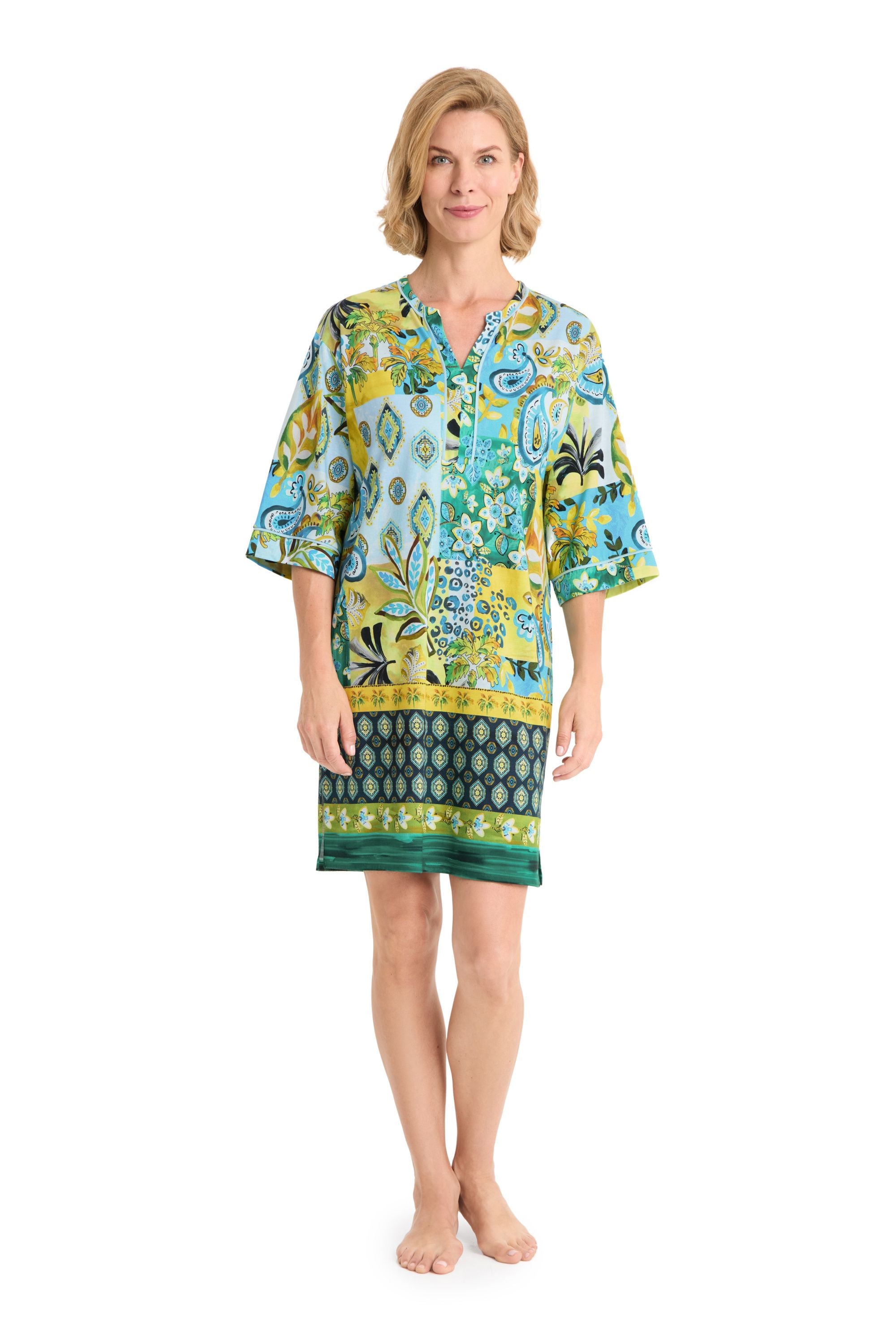 Nachtkleid gemustert aus Baumwollmix