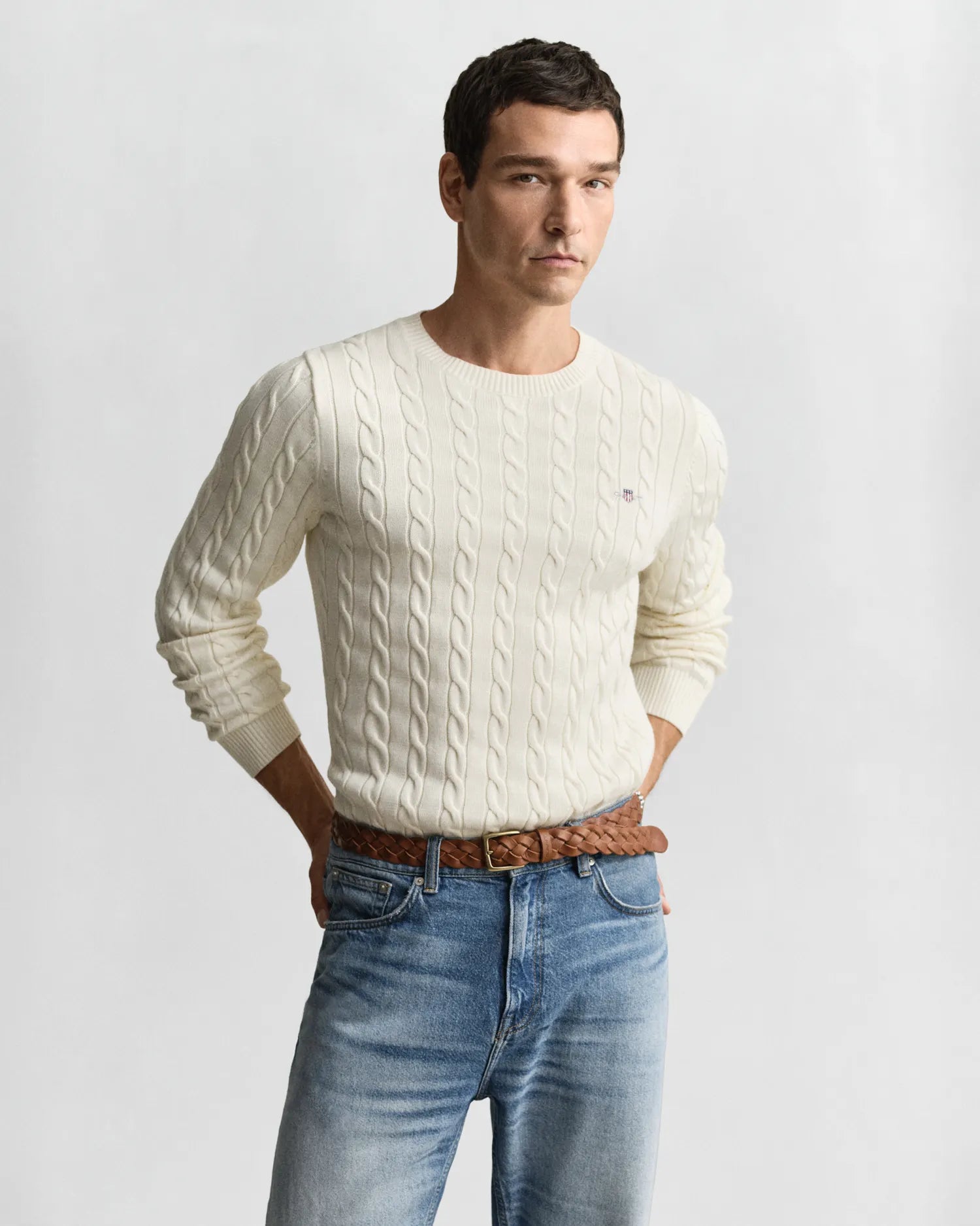 Strickpullover mit Zopfmuster