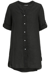 Leinenbluse mit V-Ausschnitt