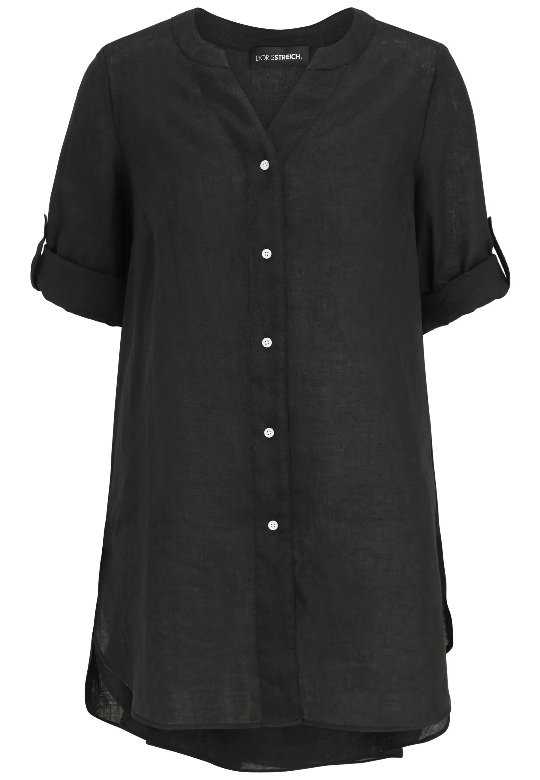 Leinenbluse mit V-Ausschnitt