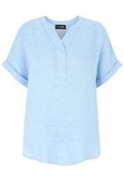 Leinenbluse mit V-Ausschnitt