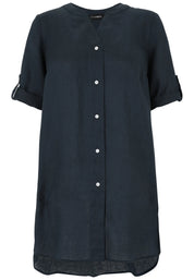 Leinenbluse mit V-Ausschnitt