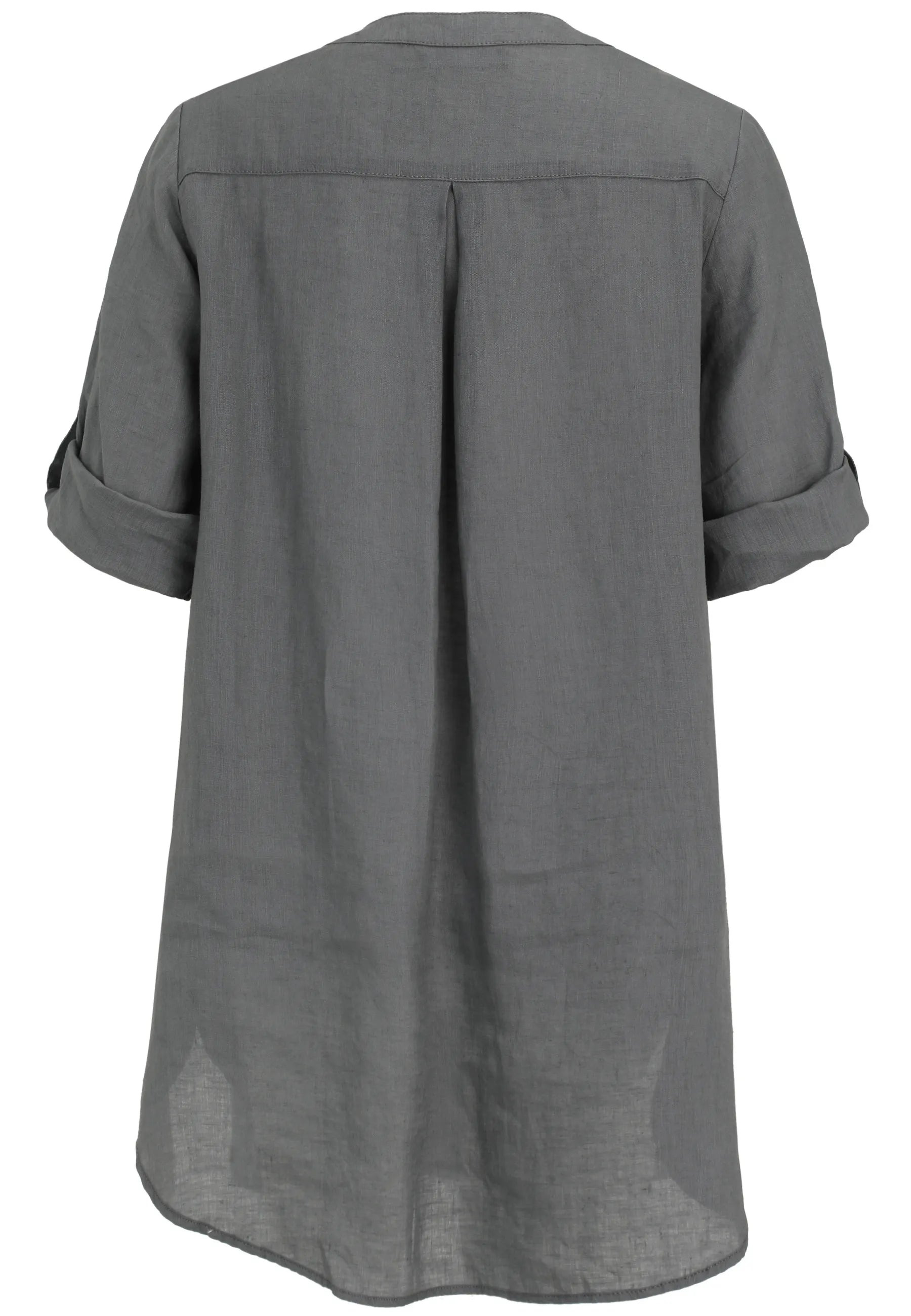 Leinenbluse mit V-Ausschnitt