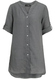 Leinenbluse mit V-Ausschnitt