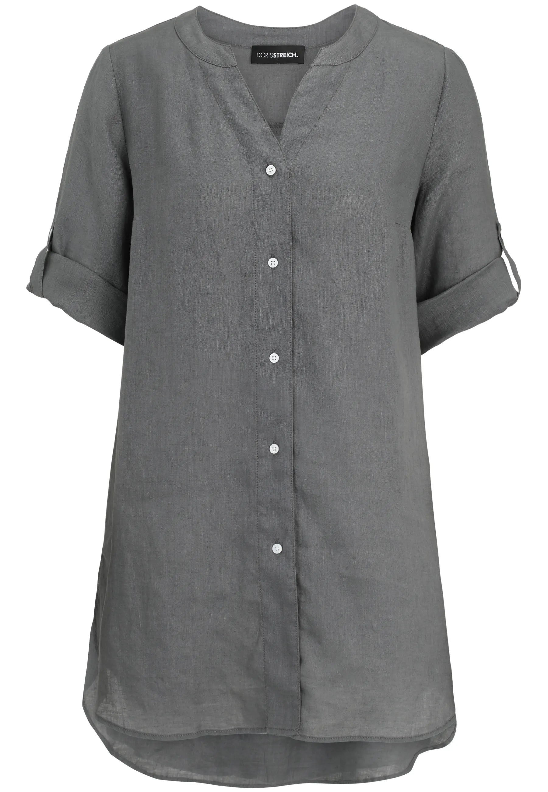 Leinenbluse mit V-Ausschnitt