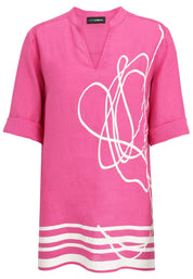 Leinenbluse mit V-Ausschnitt