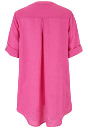 Leinenbluse mit V-Ausschnitt
