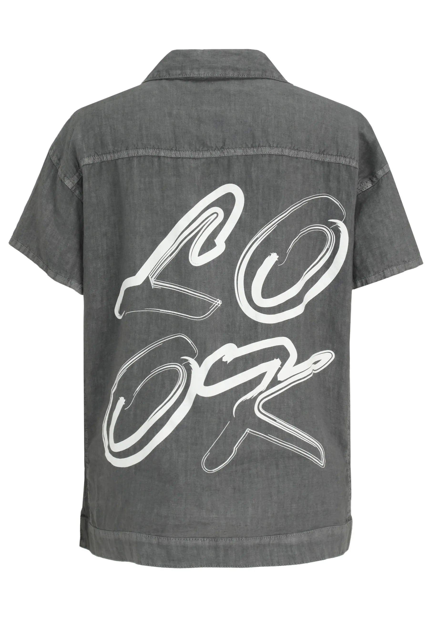 Leinenshirt mit aufliegendem Kragen