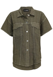 Leinenshirt mit aufliegendem Kragen