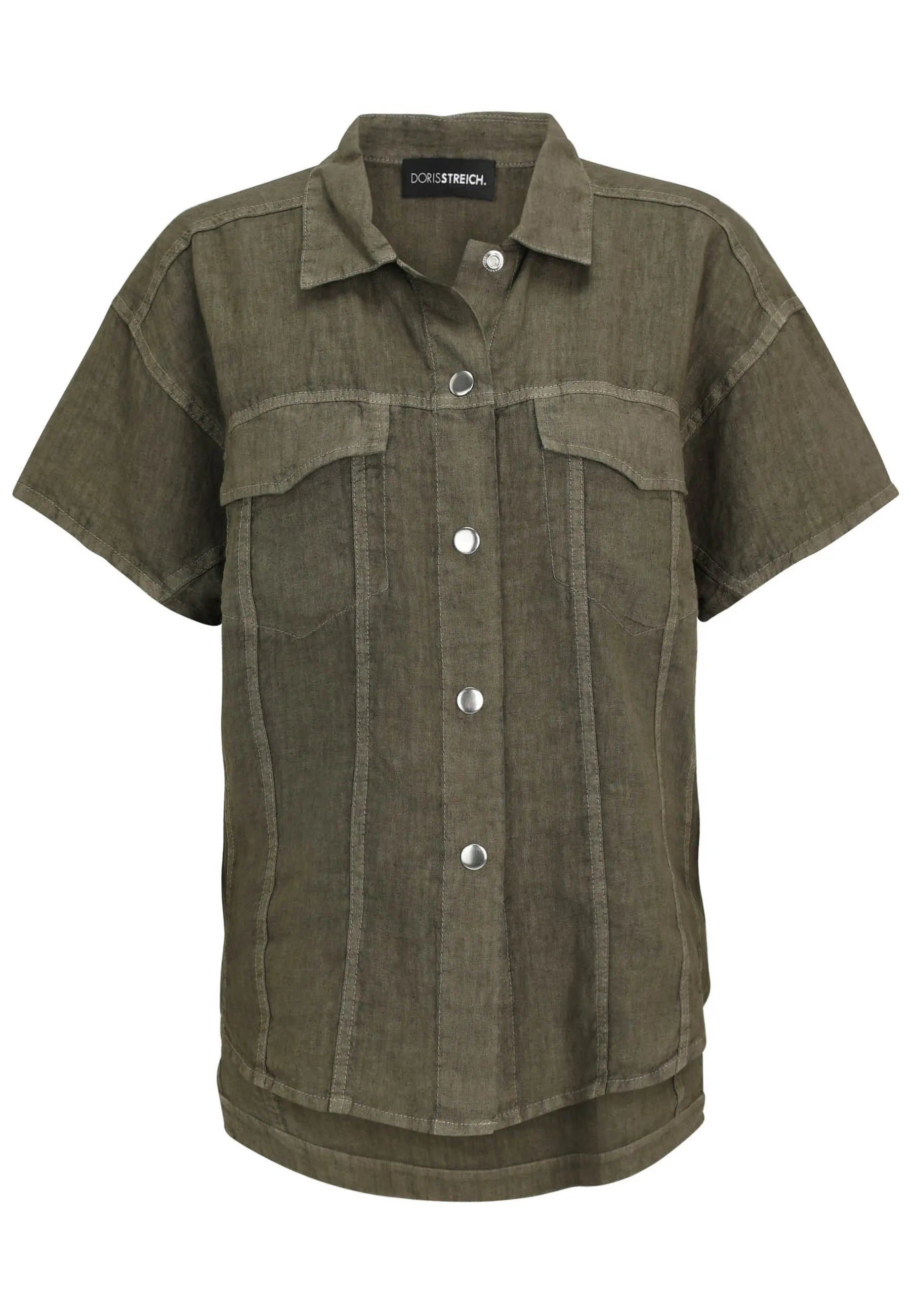 Leinenshirt mit aufliegendem Kragen
