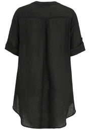 Leinenbluse mit V-Ausschnitt