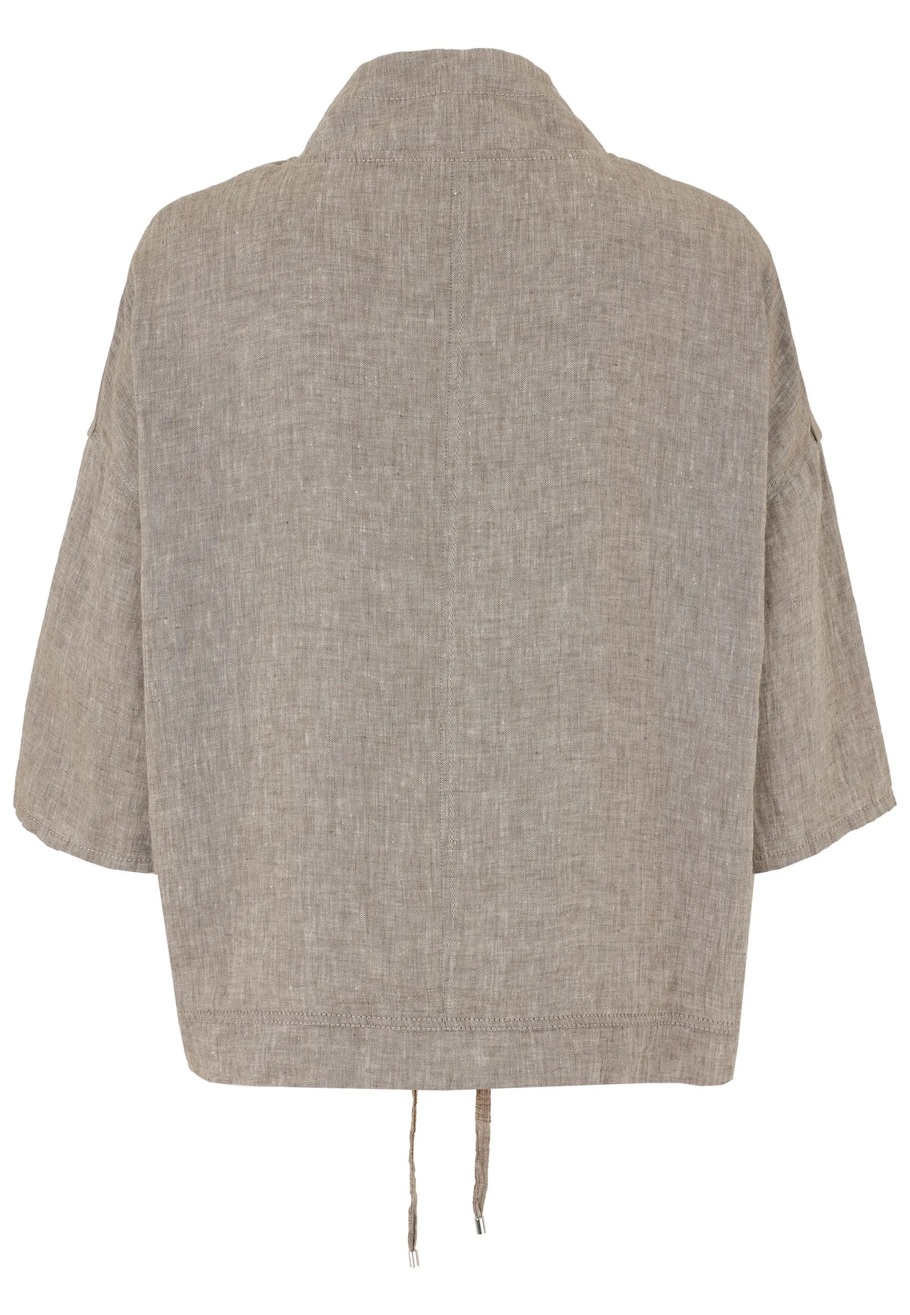 Leinenjacke mit Stehkragen