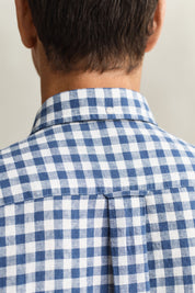 Gingham-Hemd Regular Fit aus Leinenmix