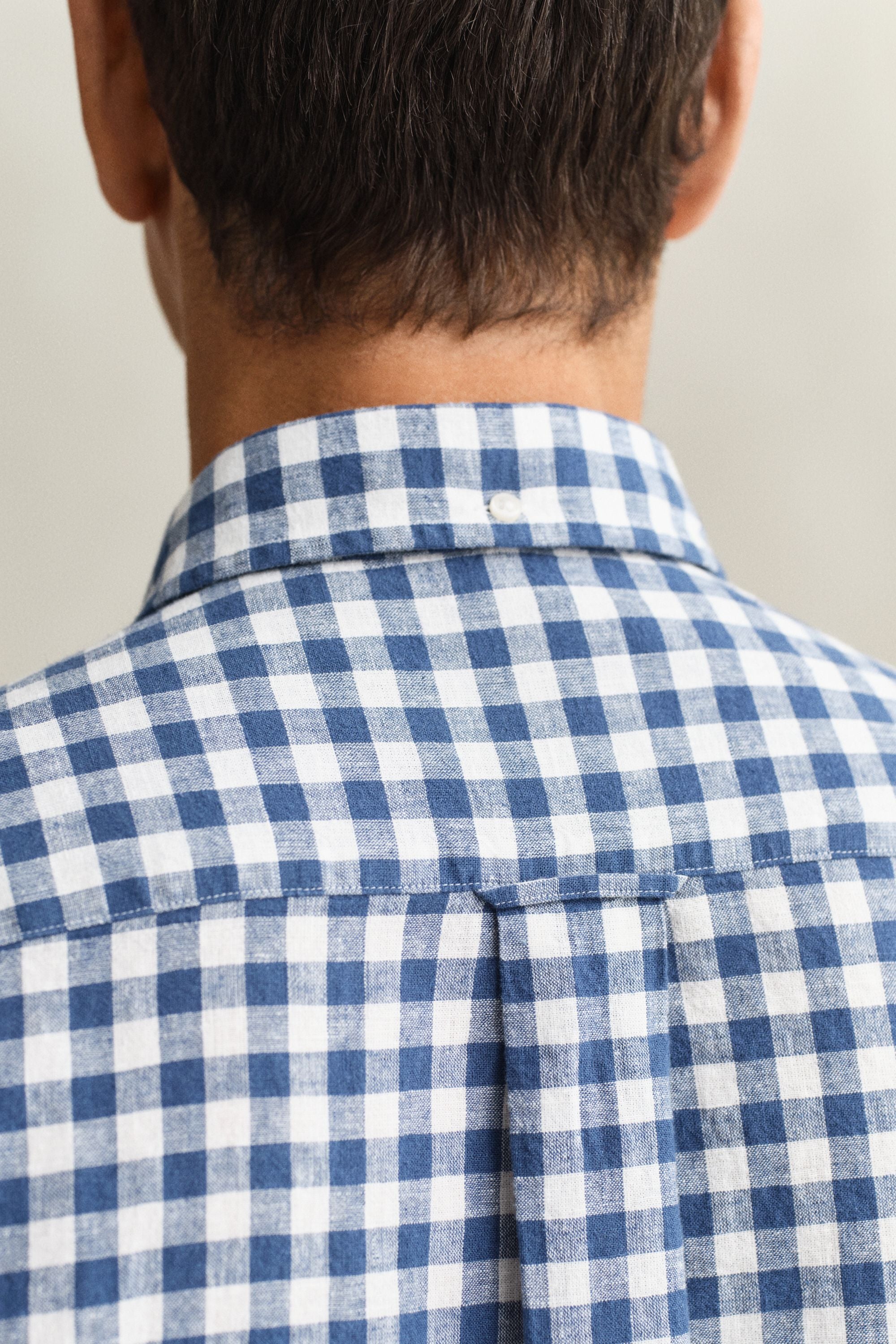 Gingham-Hemd Regular Fit aus Leinenmix