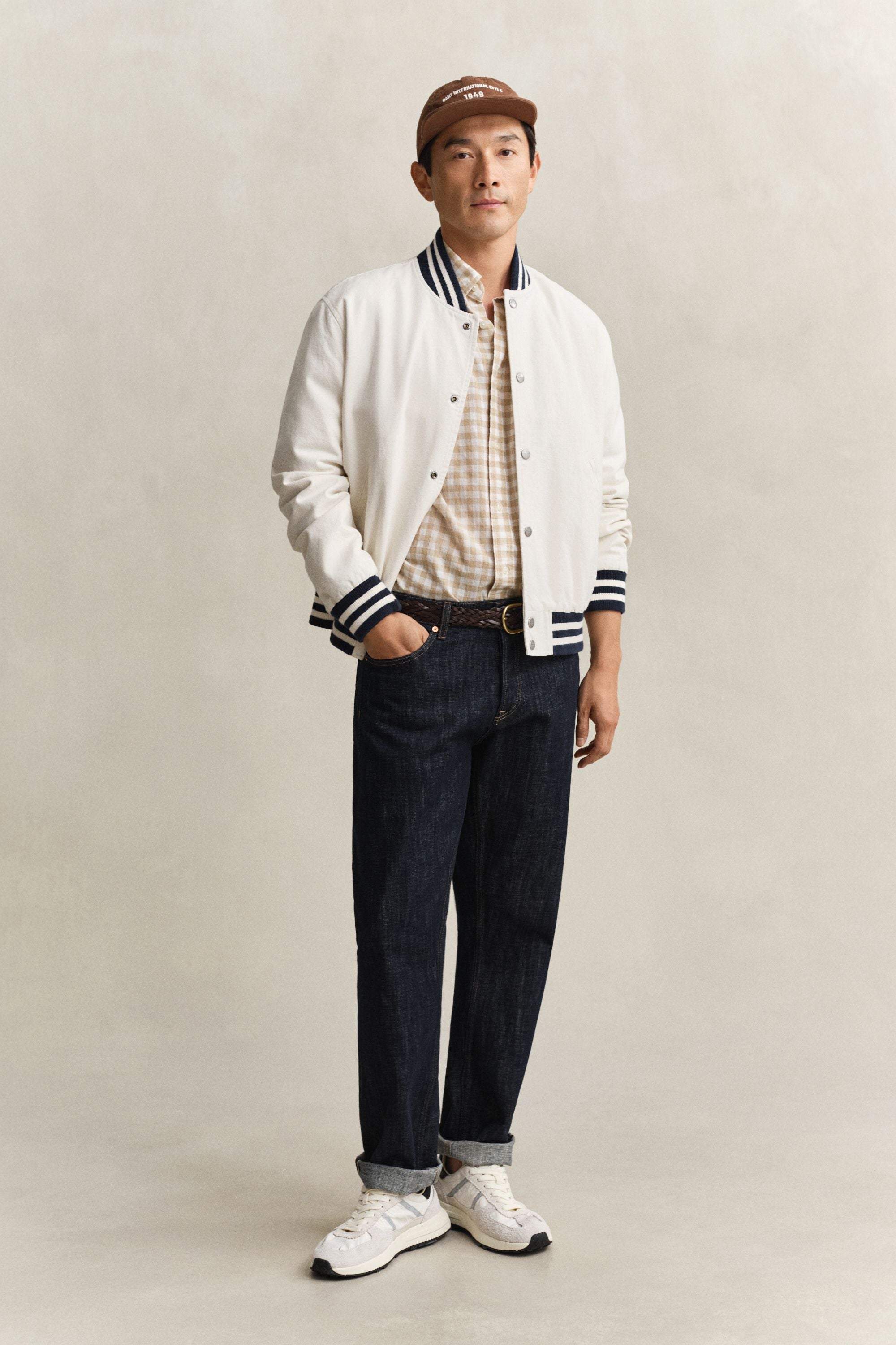 Gingham-Hemd Regular Fit aus Leinenmix