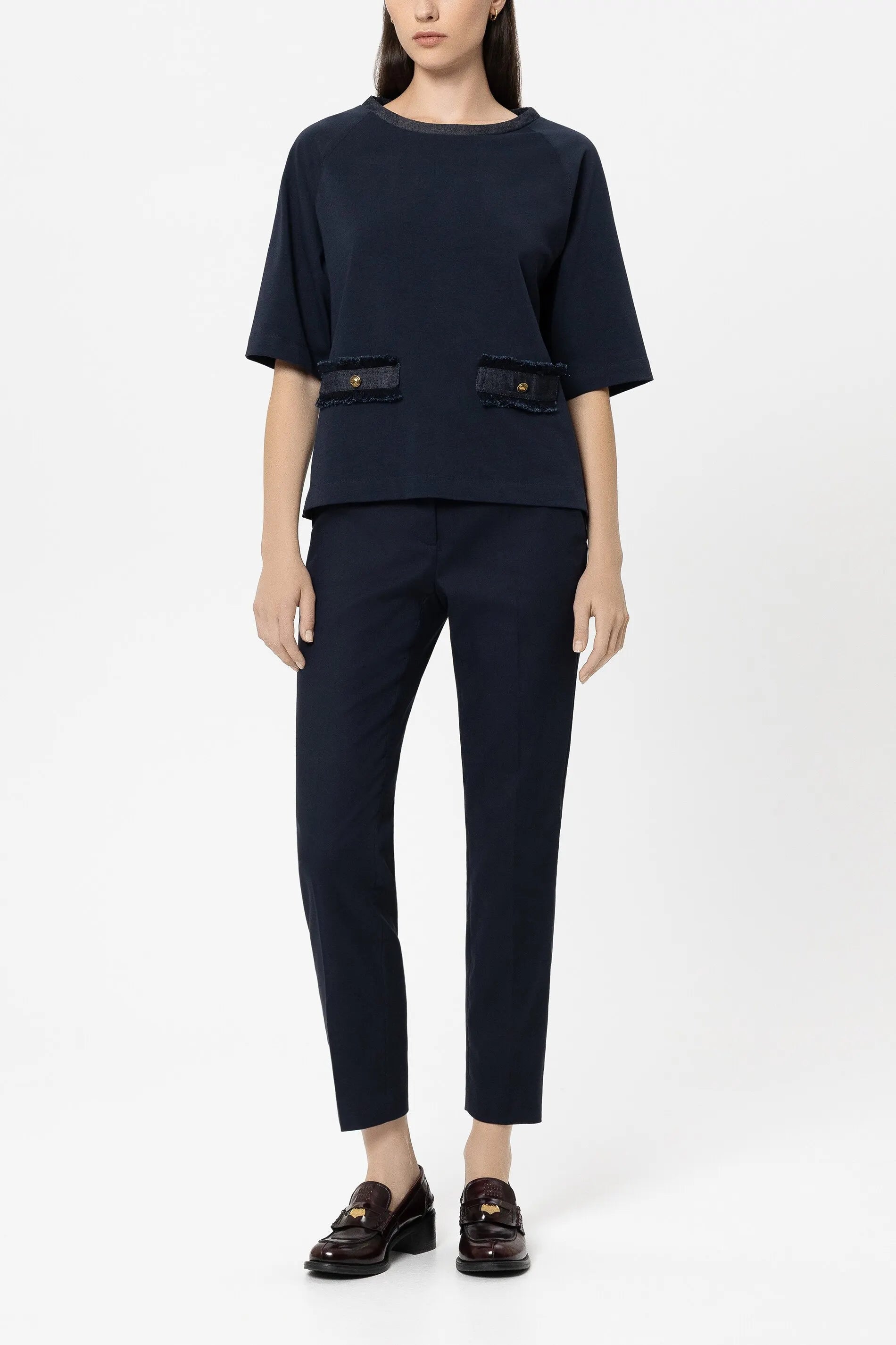 T-Shirt mit Denim-Patch