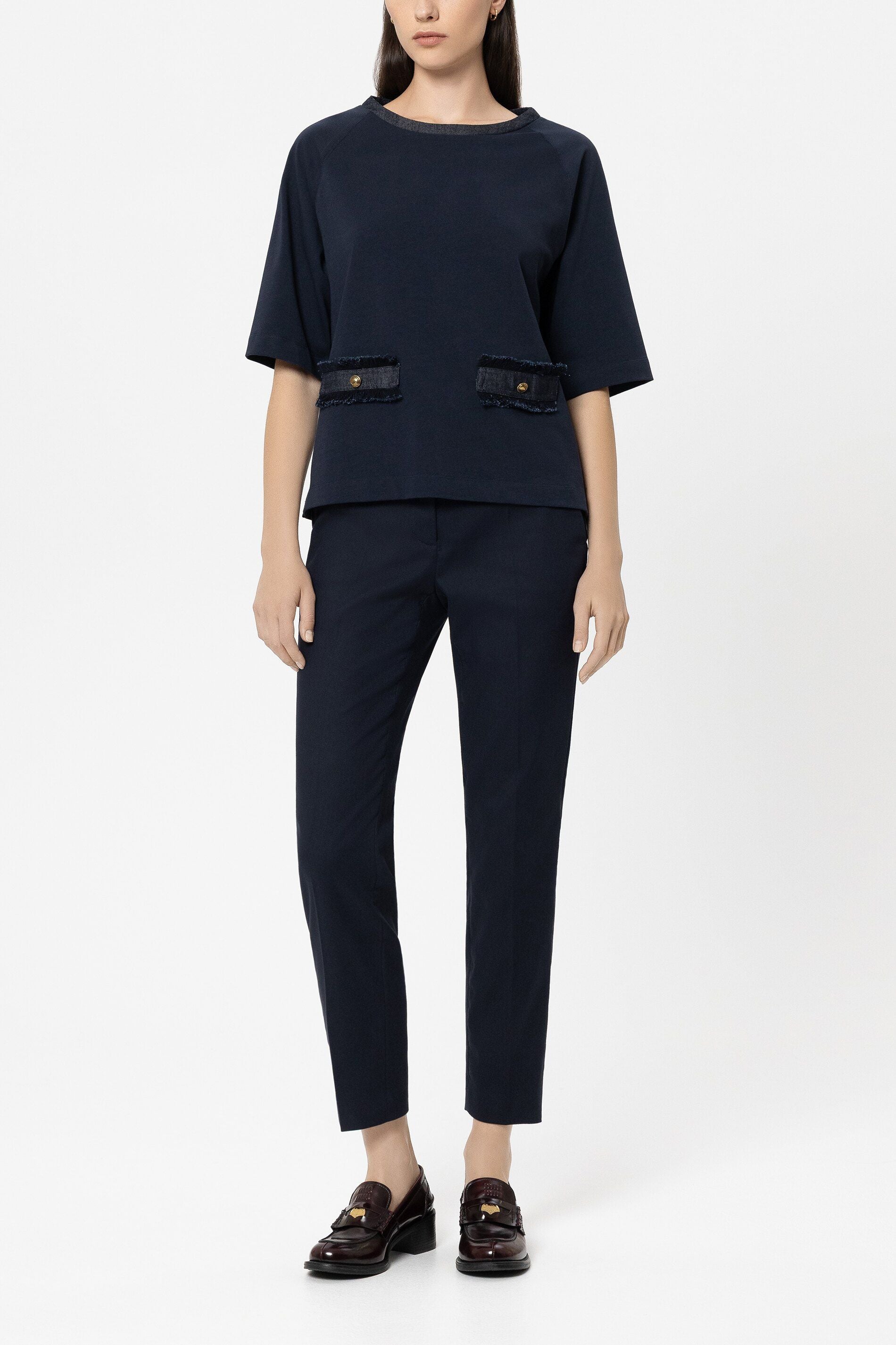 T-Shirt mit Denim-Patch