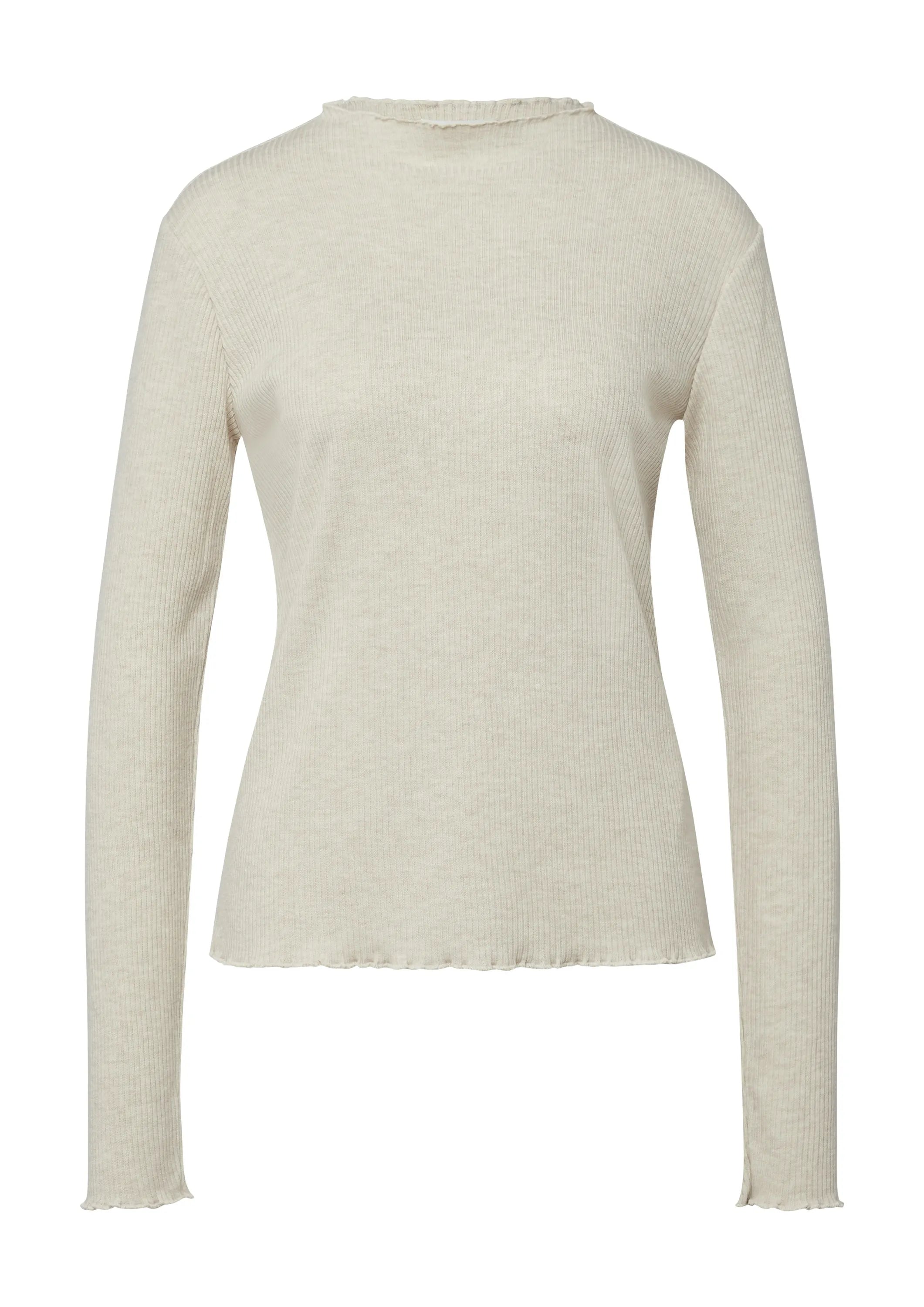 Langarmshirt mit gewelltem Saum in Slim Fit