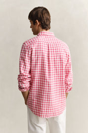 Gingham-Hemd Regular Fit aus Leinenmix