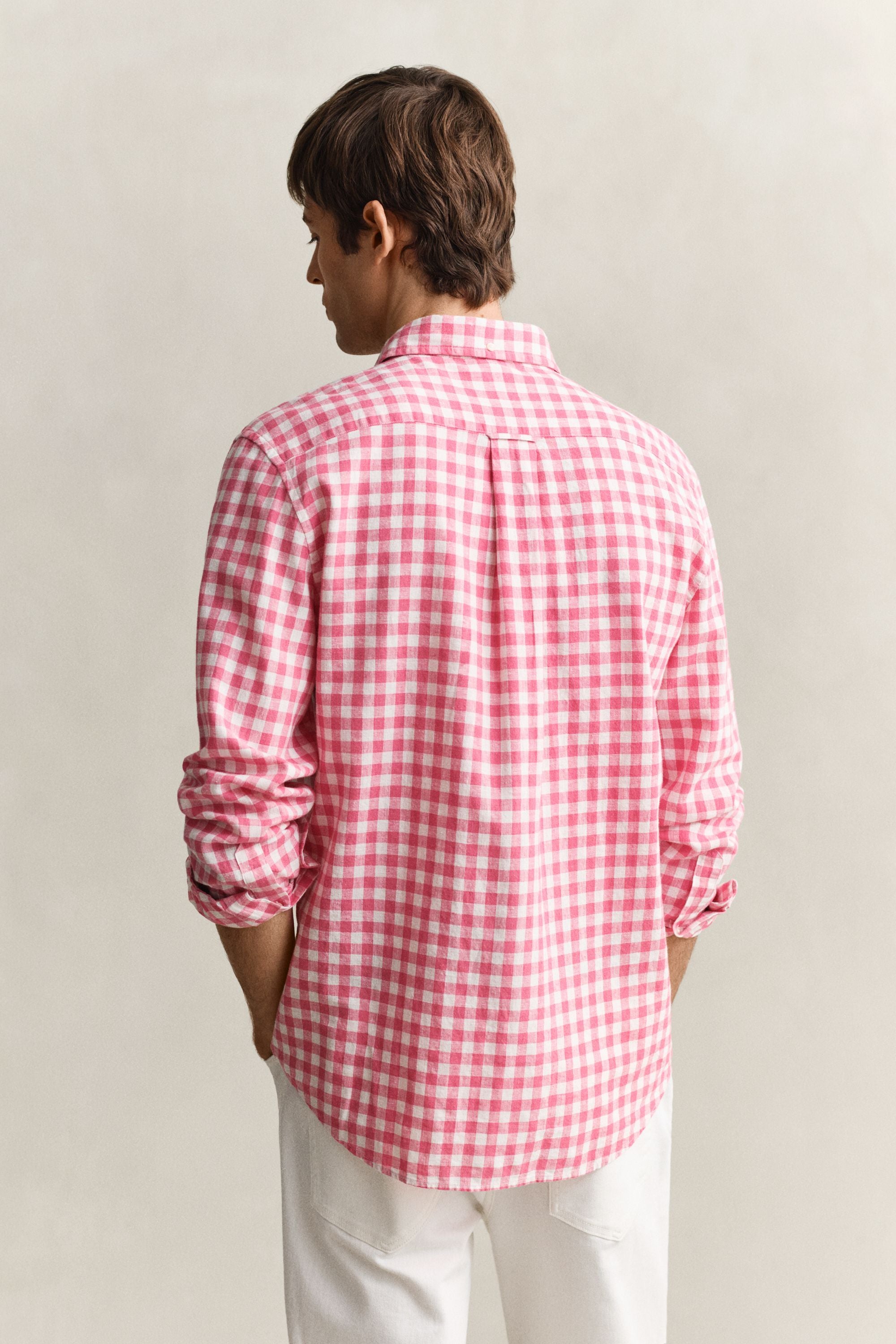 Gingham-Hemd Regular Fit aus Leinenmix