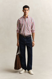 Poplin-Hemd gestreift Regular Fit