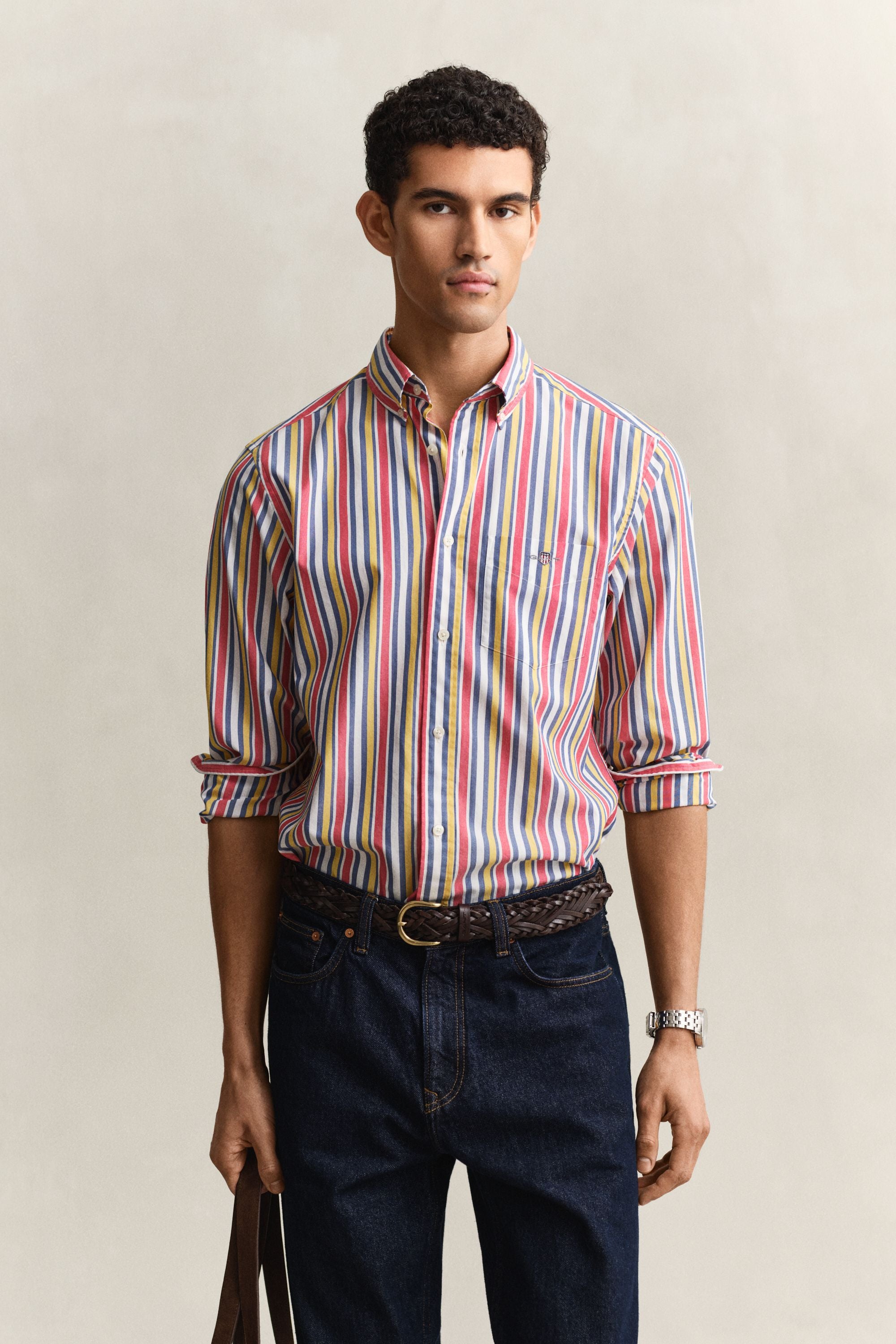 Poplin-Hemd gestreift Regular Fit