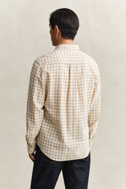 Gingham-Hemd Regular Fit aus Leinenmix
