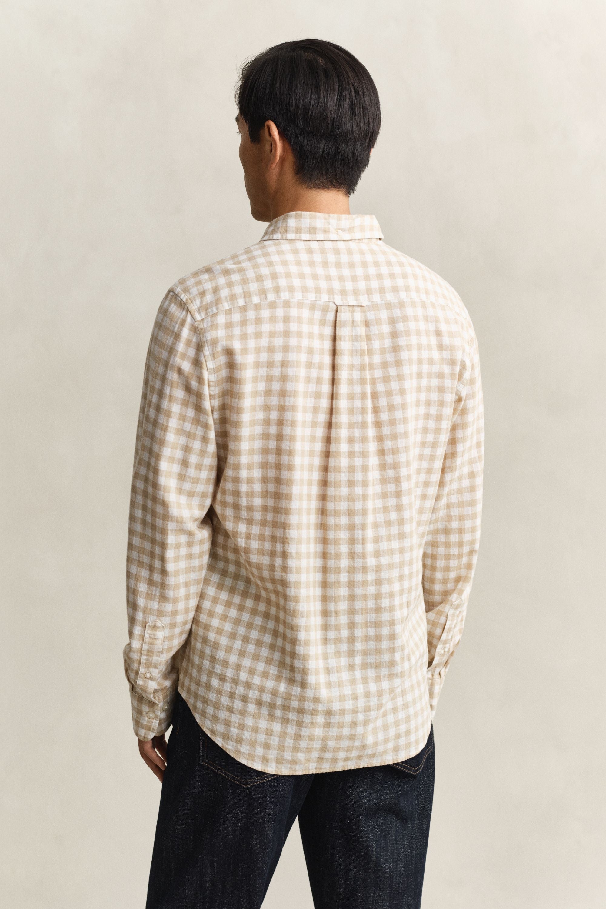 Gingham-Hemd Regular Fit aus Leinenmix