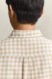 Gingham-Hemd Regular Fit aus Leinenmix