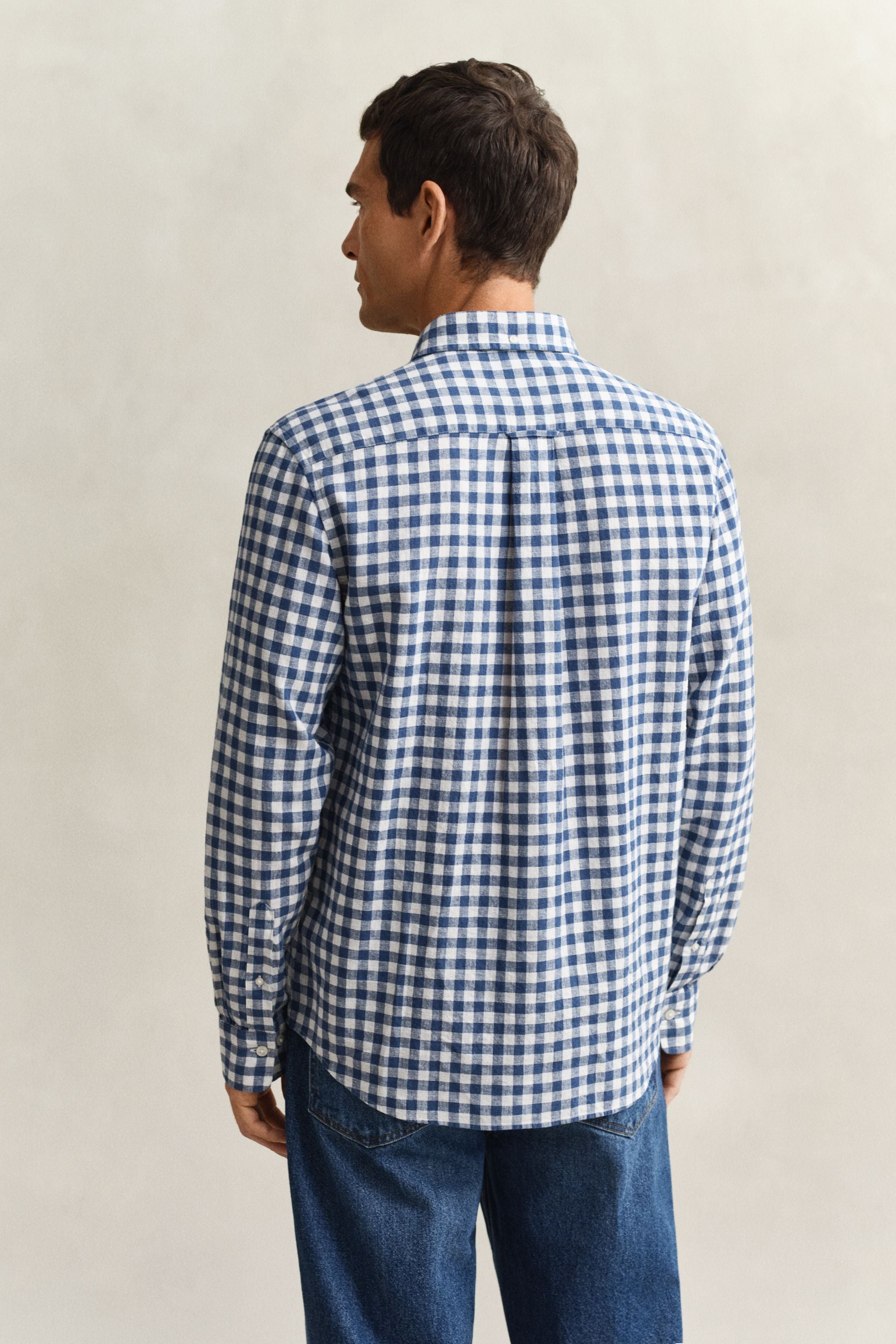 Gingham-Hemd Regular Fit aus Leinenmix