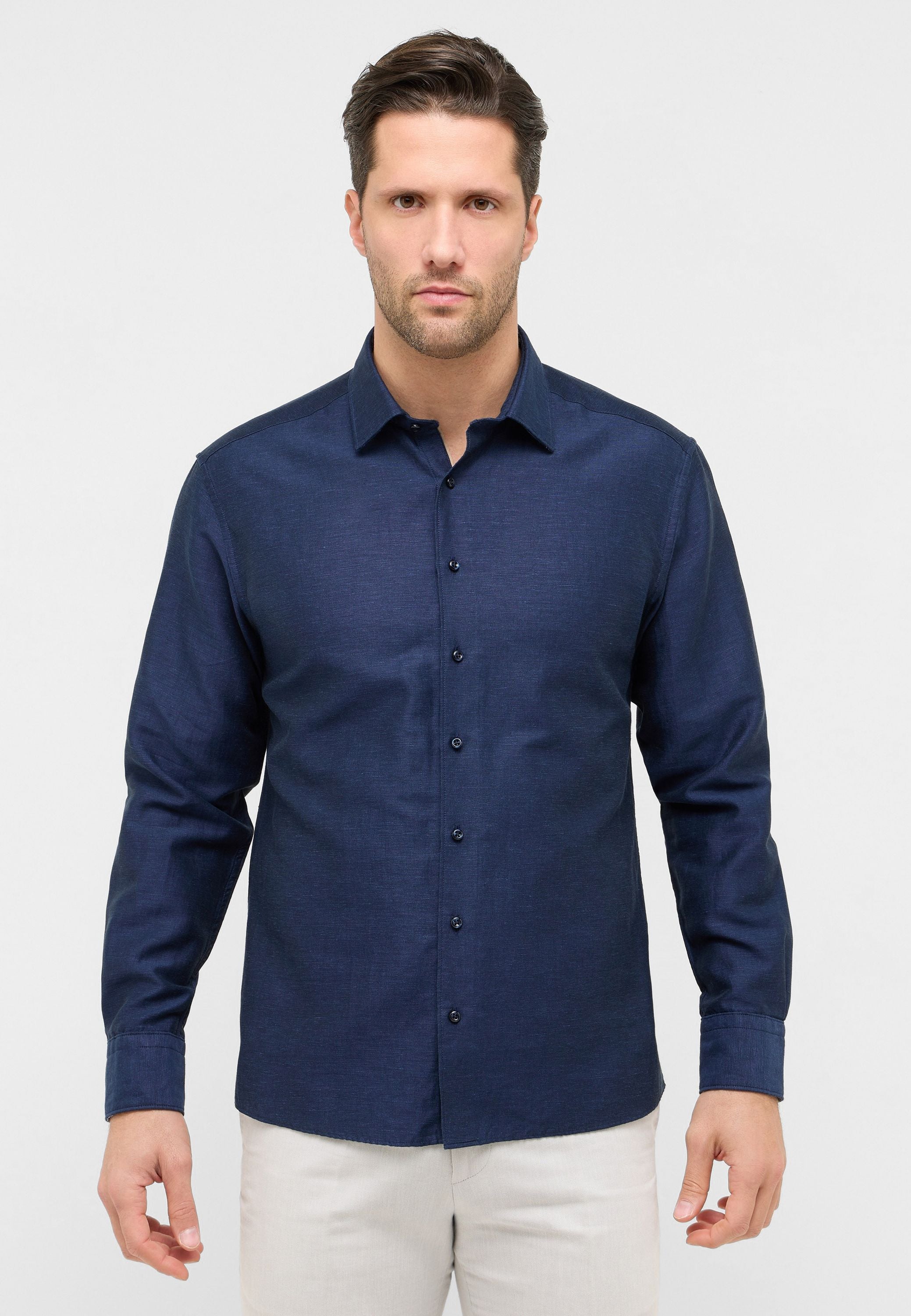 Hemd Modern Fit aus Leinenmix